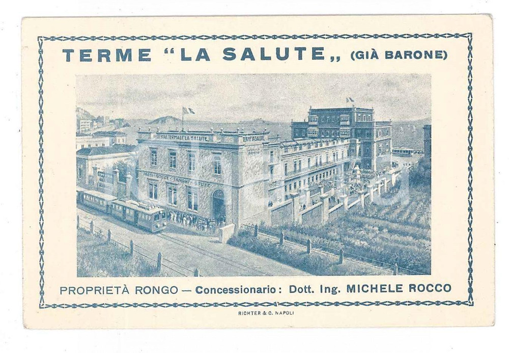 Oggetto da collezione cartaceo 1930 ca POZZUOLI Terme La Salute già Barone  Tessera omaggio 10x7 cm 1