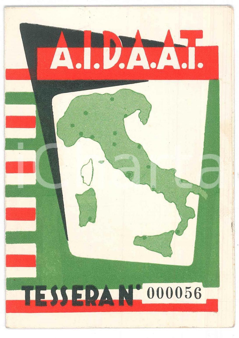 Oggetto da collezione cartaceo 1951 RIETI  TERMINILLO Tessera AIDAAT Ass. Dipendenti cura, soggiorno e turismo 1