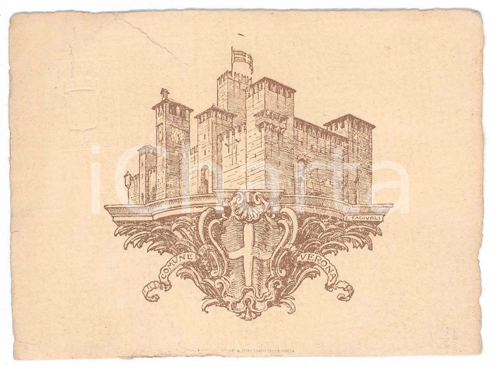Oggetto da collezione cartaceo 1920 ca VERONA Amici del Castelvecchio  Tessera di Zeno MURARI DALLE CORTE BRÃ€ 1