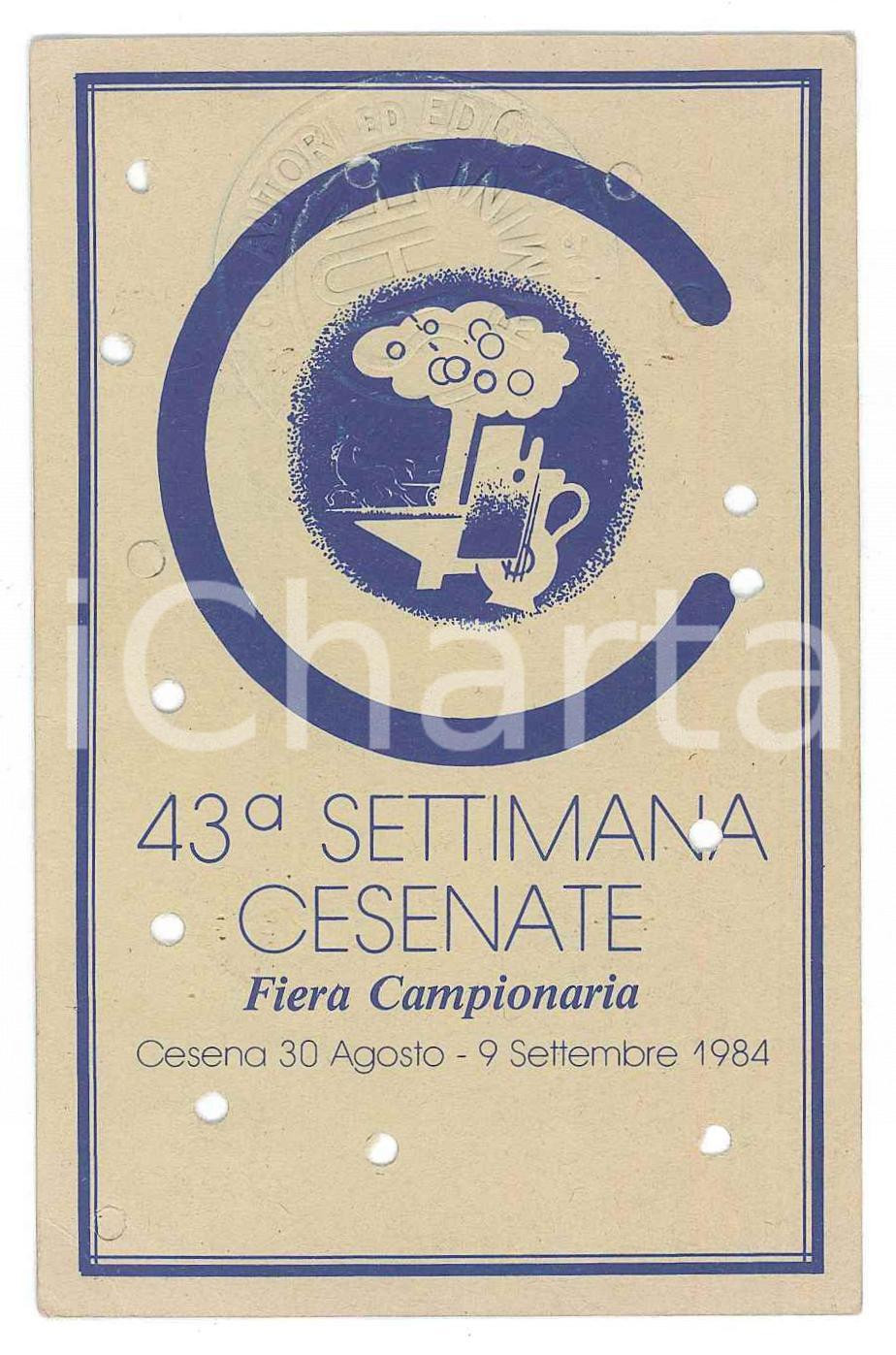 Oggetto da collezione cartaceo 1984 CESENA 43 Settimana cesenate  Fiera campionaria  Tessera servizio 1