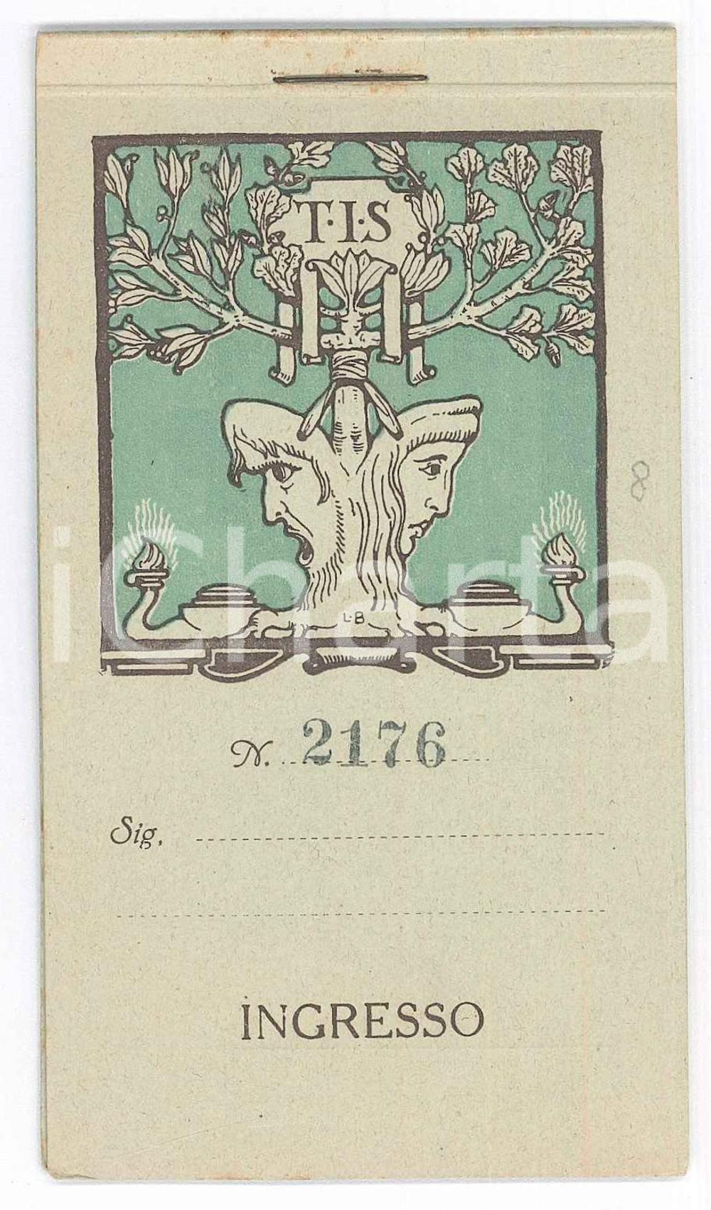 Oggetto da collezione cartaceo 1927 BOLOGNA  T.I.S. Teatro Italiano Sperimentale  Tessera 7x12 cm 1