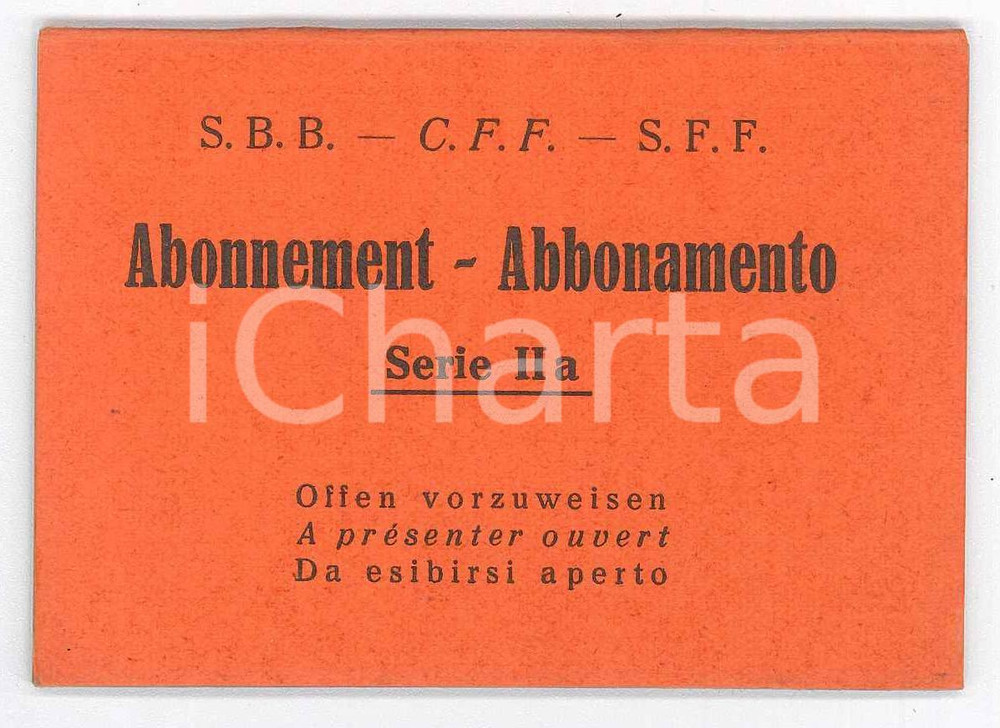 Oggetto da collezione cartaceo 1926 SVIZZERA  SFF Strade Ferrate Federali  Abbonamento SPECIMEN 9x6 cm 1