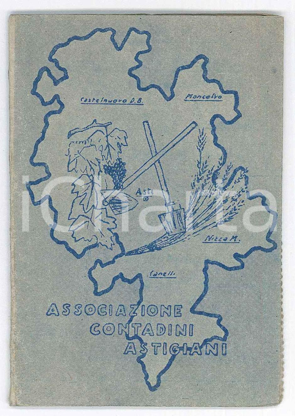 Oggetto da collezione cartaceo 1957 CASTELNUOVO DON BOSCO Associazione Contadini Astigiani  Tessera 1