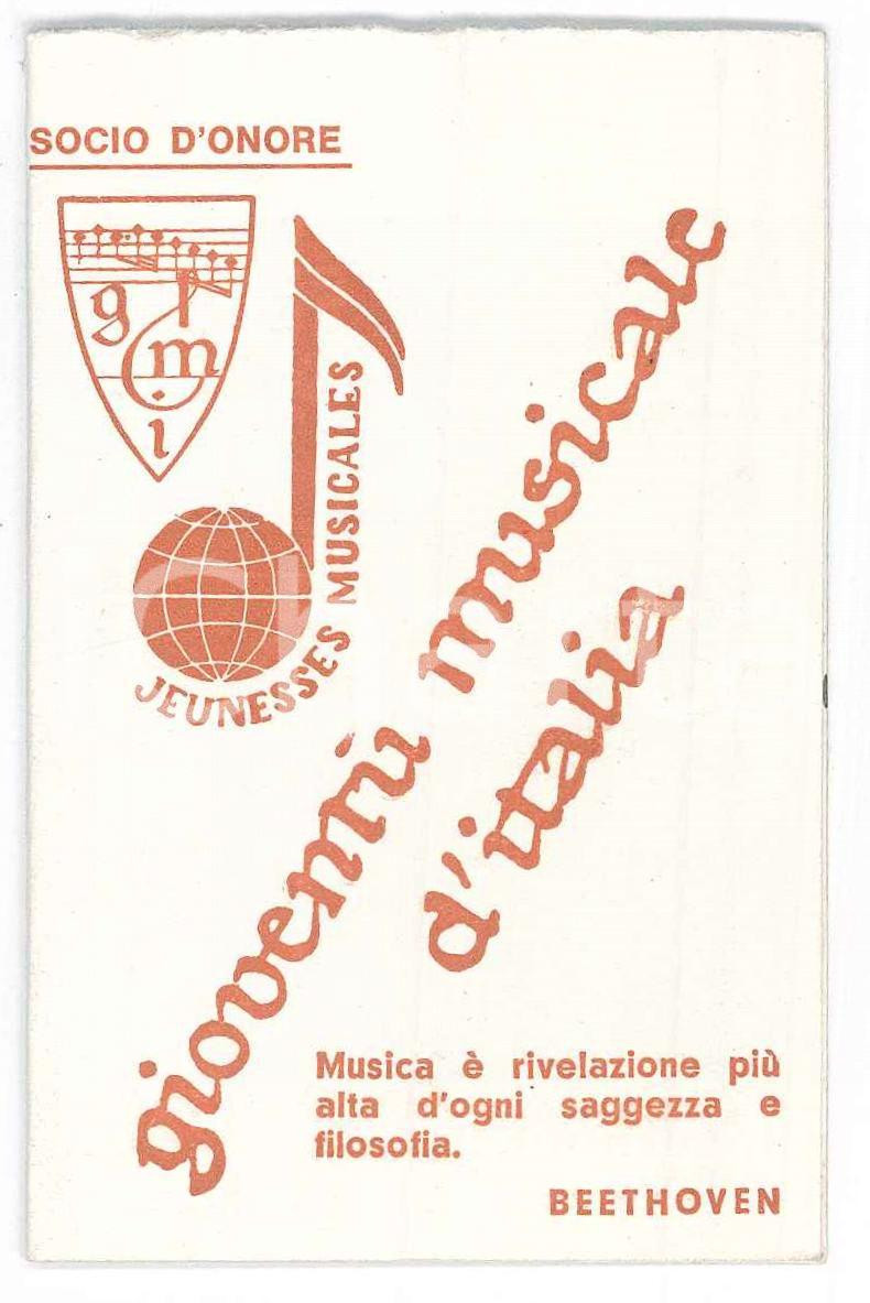 Oggetto da collezione cartaceo 1971 Gioventù Musicale d Italia  Tessera Alessandro MINARDI Giornale di Bergamo 1