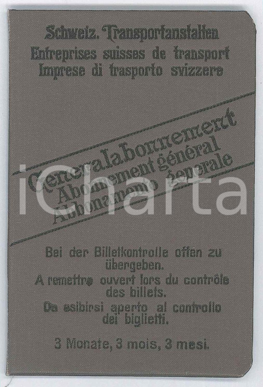 Oggetto da collezione cartaceo 1929 SCHWEIZ TRANSPORTANSTALTEN  Generalabonnement Specimen 1