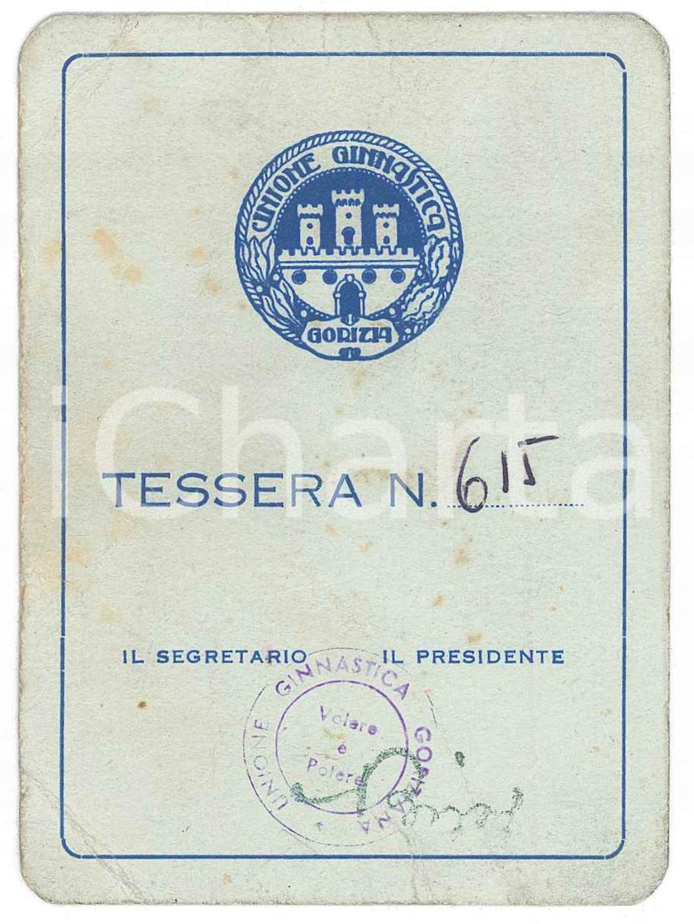 Oggetto da collezione cartaceo 1960 ca GORIZIA Unione Ginnastica Goriziana  Tessera socio familiare 7x10 cm 1