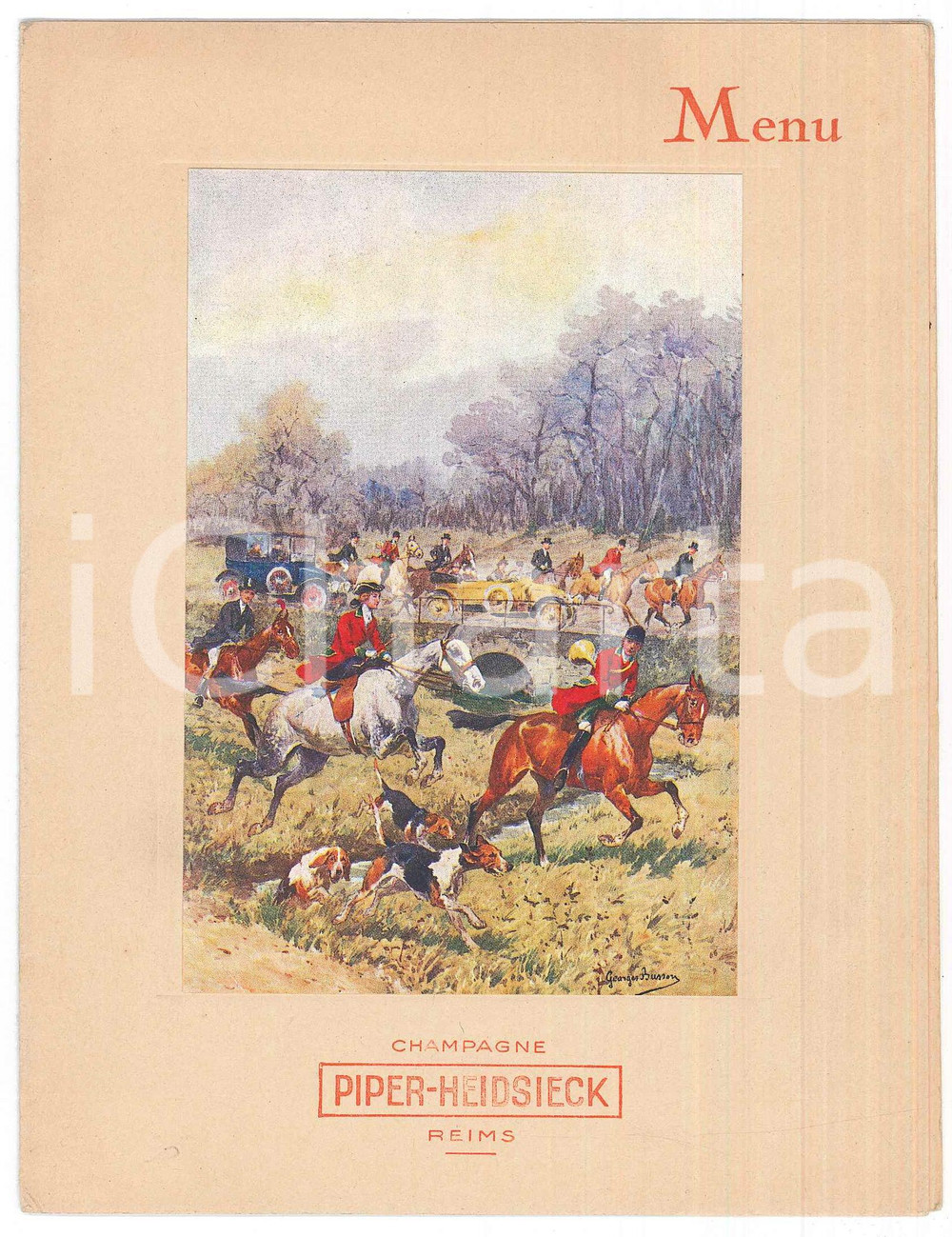 Oggetto da collezione cartaceo 1950 ca REIMS FRANCE Champagne PIPERHEIDSIECK  Menu ILLUSTRE 1