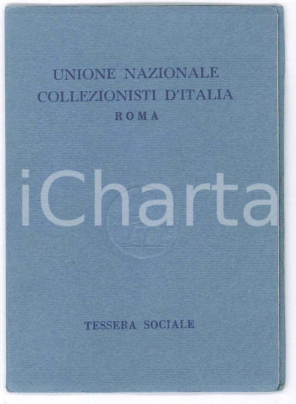 Oggetto da collezione cartaceo 1965 ROMA Unione Nazionale Collezionisti d Italia  Tessera sociale 1