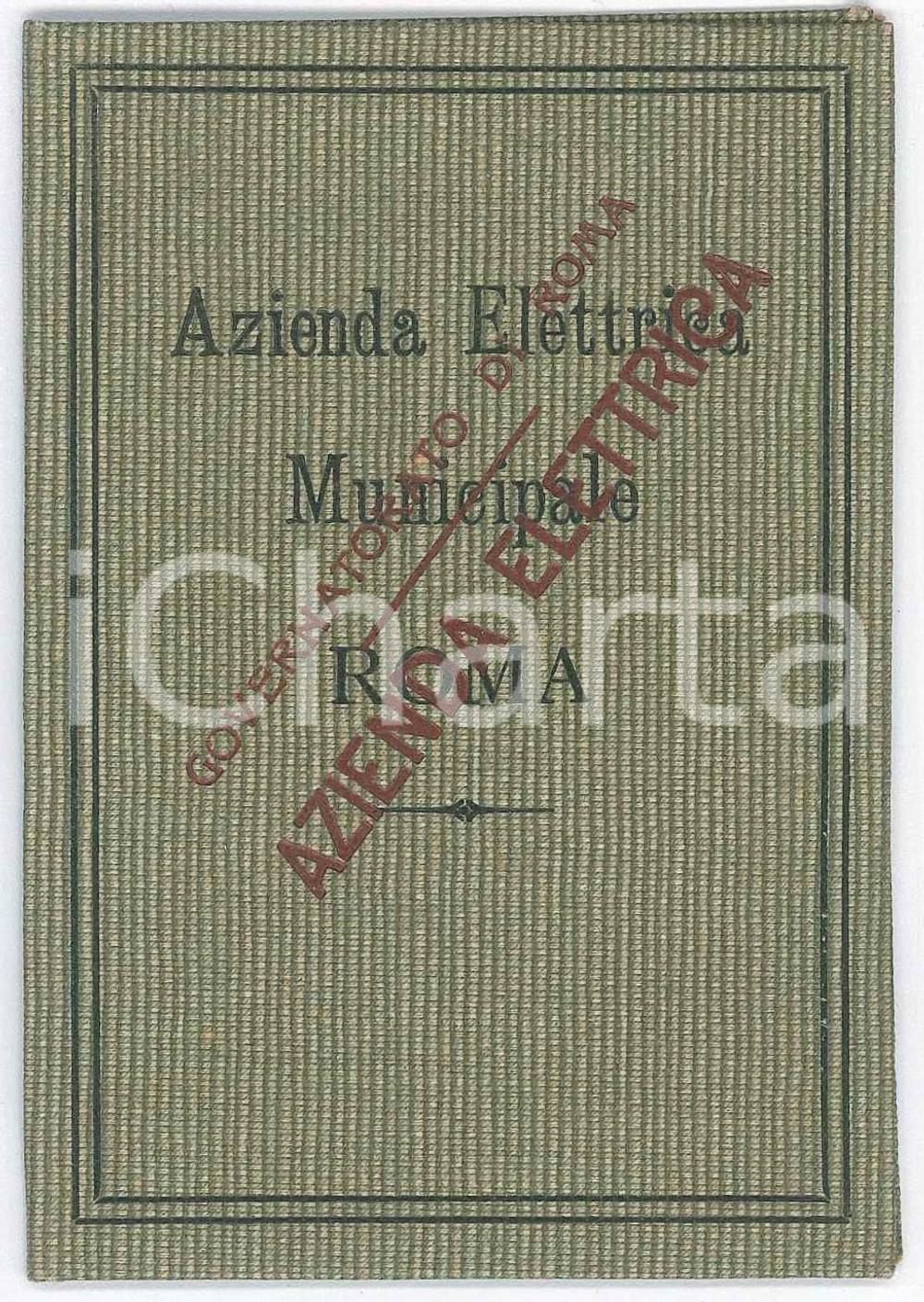 Oggetto da collezione cartaceo 1935 ca GOVERNATORATO DI ROMA  Azienda Elettrica Municipale  Tessera 1