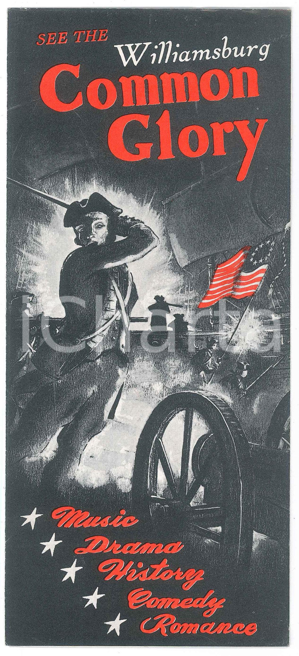 Materiale pubblicitario d’epoca 1959 Colonial WILLIAMSBURG VIRGINIA, USA Common Glory  Vintage brochure 1