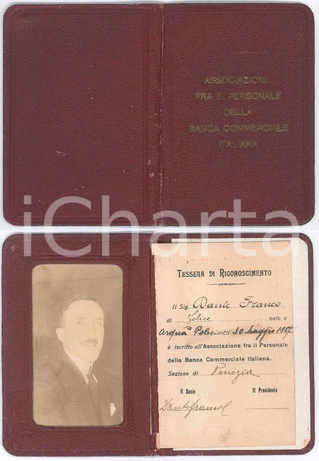 Oggetto da collezione cartaceo 1920 ca PERUGIA  BANCA D ITALIA Ass. per il personale  Tessera di Dante FRANCO 1