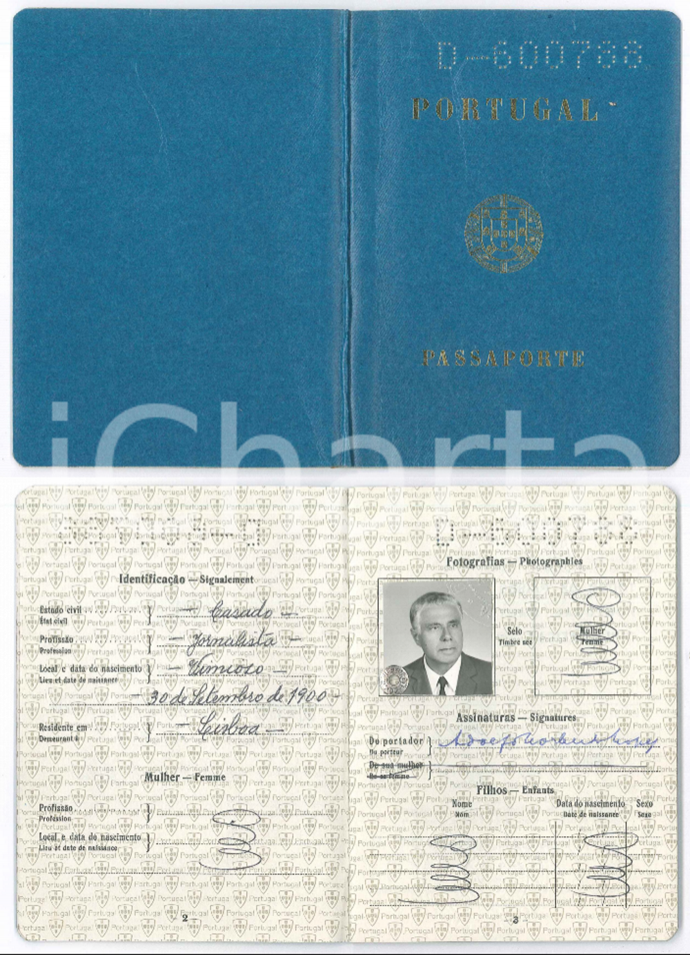 Documento originale, autentico 1974 LISBOA Passaporte do Adolfo Norberto LOPES  10x14 cm 1