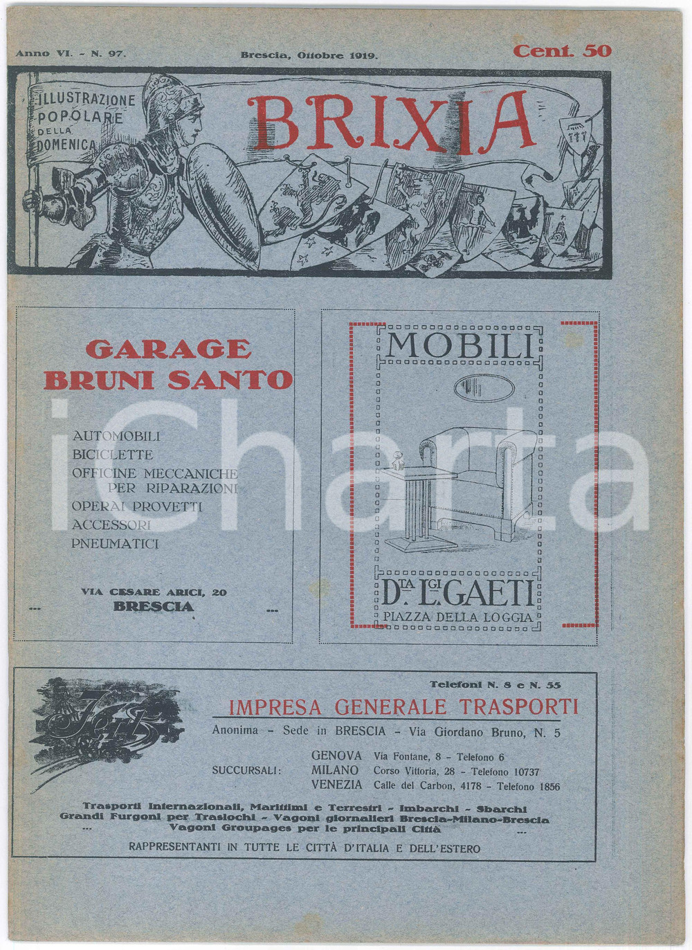 Giornale, rivista storica 1919 BRESCIA  Rivista BRIXIA  Il Credito Agrario Bresciano  Eroi Libro d Oro 1