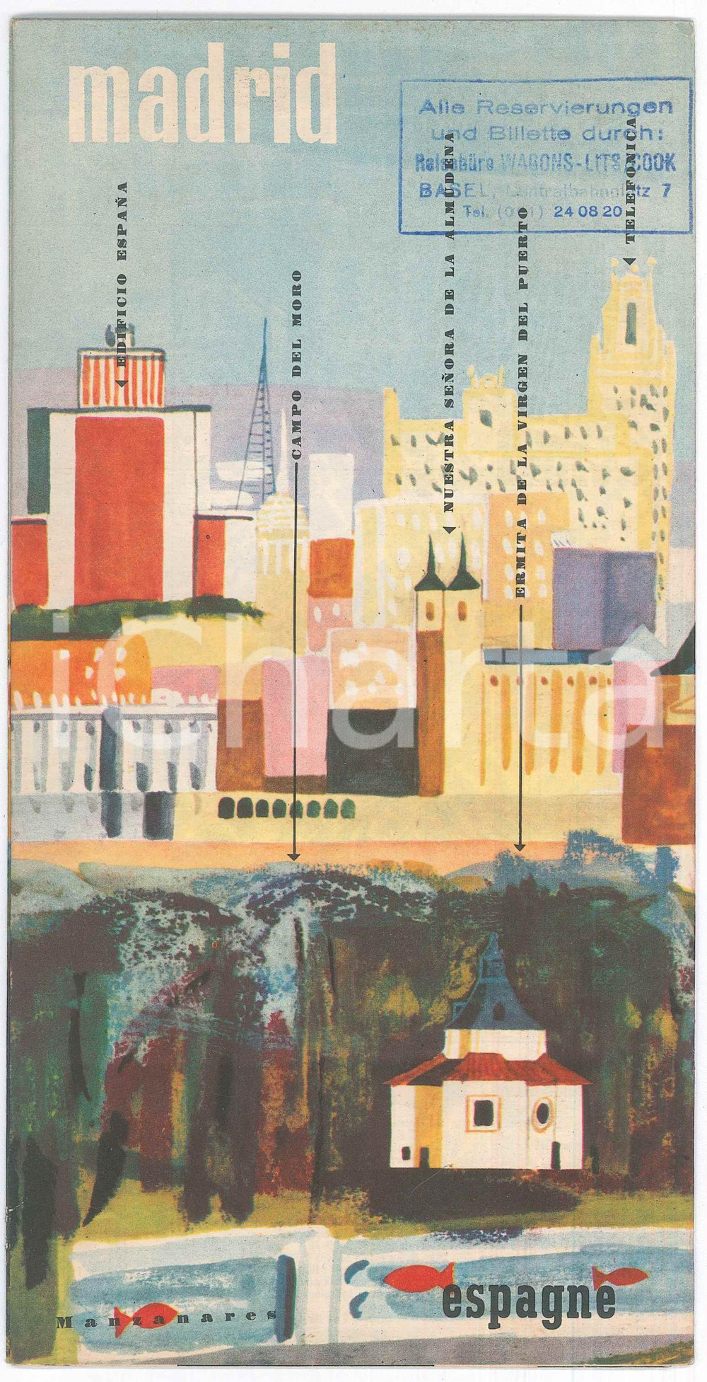 Materiale pubblicitario d’epoca 1955 ca TURISMO  MADRID  ESPAÃ‘A  Vintage brochure with map FRENCH 1