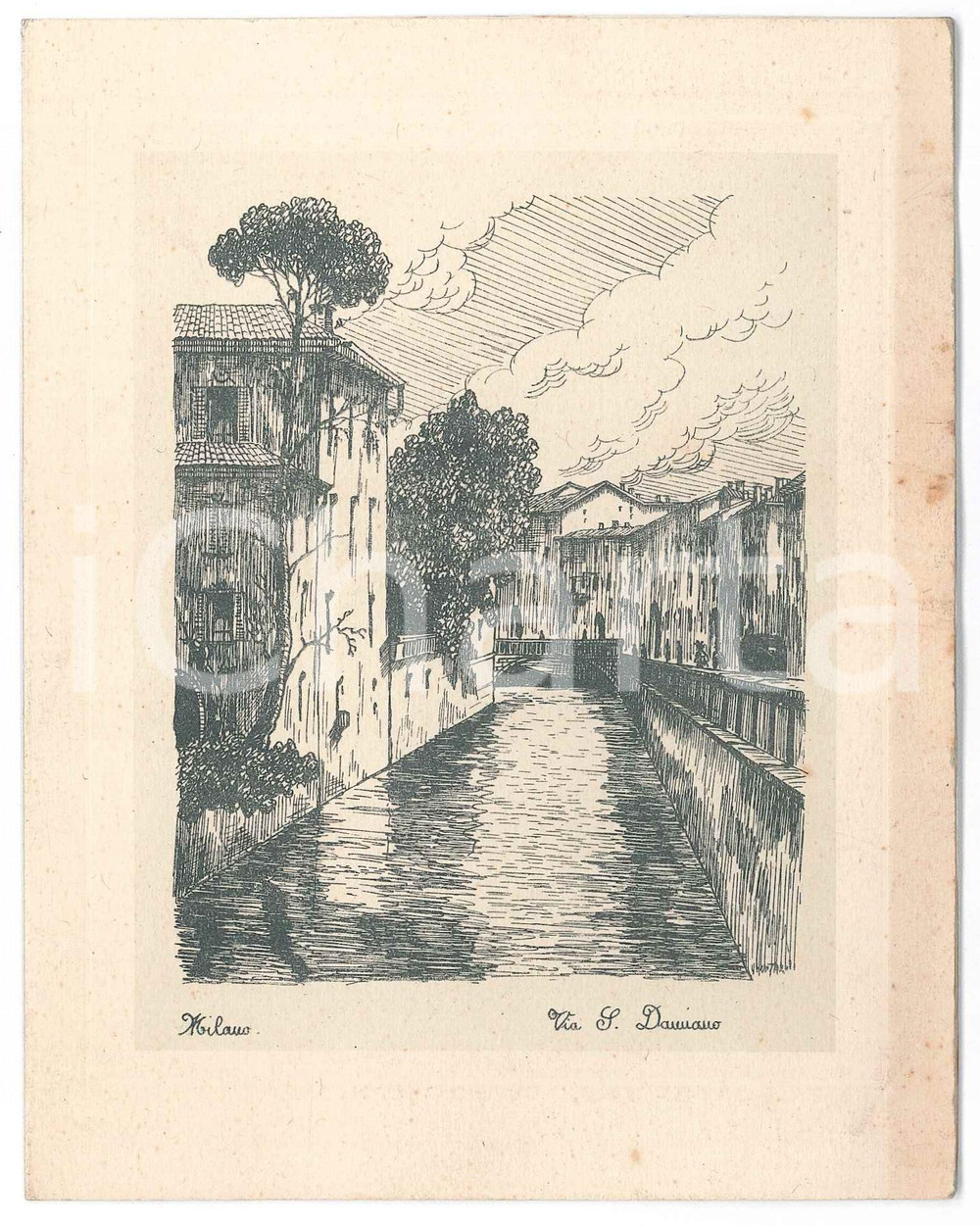 Oggetto da collezione cartaceo 1954 MILANO Via S. Damiano  Biglietto auguri ditta F.lli BAY di M. BROGGINI 1