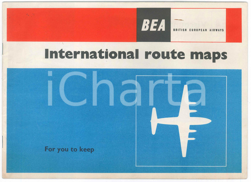 Materiale pubblicitario d’epoca 1970 ca BEA British European Airways  international route maps 12 p. 1