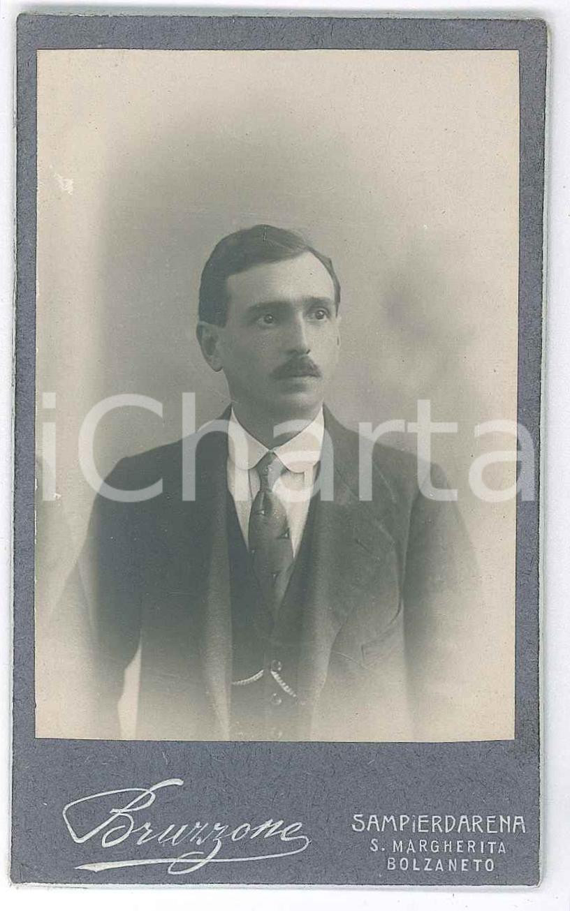 Fotografia d epoca originale 1900 ca GENOVA Ritratto maschile  Fotografia BRUZZONE CDV 1