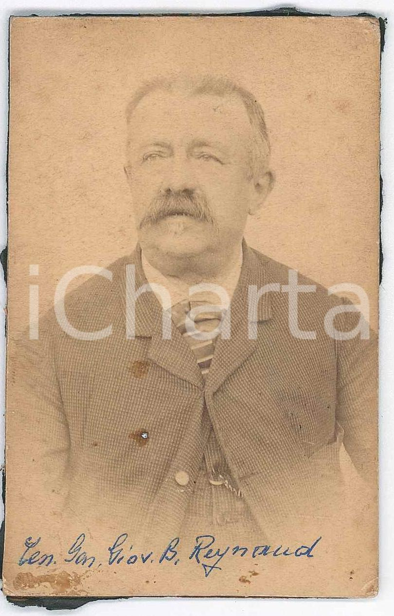 Fotografia d epoca originale 1880 ca GENOVA ? Ten. gen. Giovanni Battista REYNAUD  Ritratto  Foto 6x10 cm 1