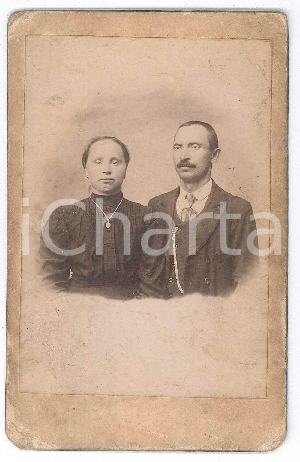 Fotografia d epoca originale 1911 VERCELLI Coniugi Domenico ROLLINO Giuseppina POMA Foto F. CASTELLANI 8x12 1