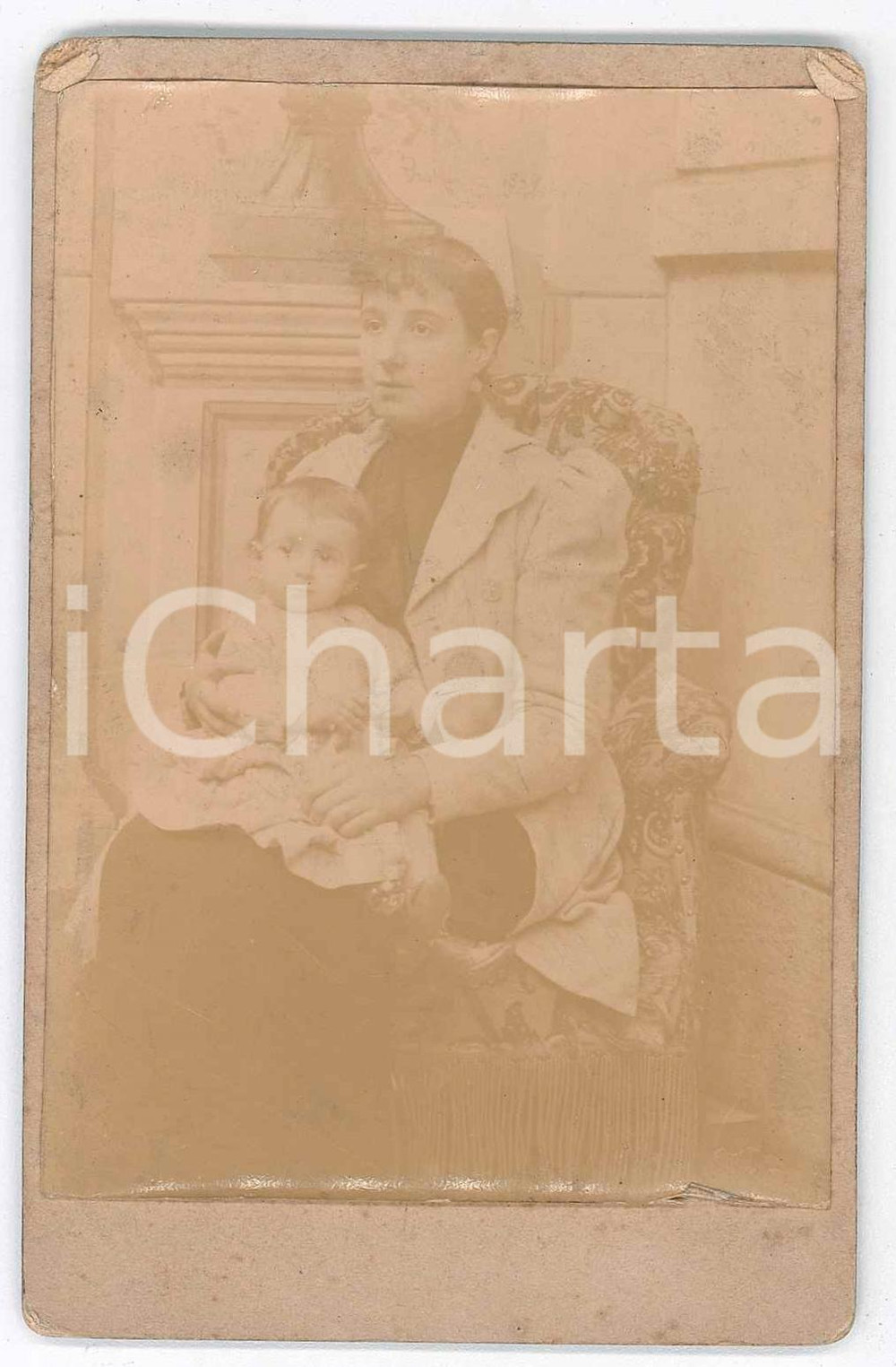 Fotografia d epoca originale 1880 ca GENOVA Maria REYNAUD BERSANINO con la figlia Lidia  Foto 7x12 cm 1