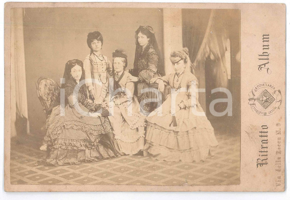 Fotografia d epoca originale 1870 ca TORINO Gruppo di nobildonne  Ritratto  Foto 15x10 cm 1