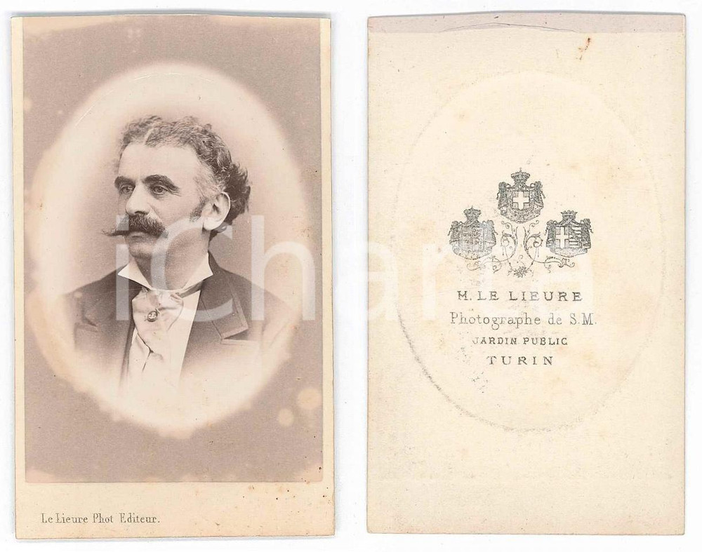 Fotografia d epoca originale 1870 ca TORINO Ritratto maschile  Busto  Foto LE LIEURE  CDV 1