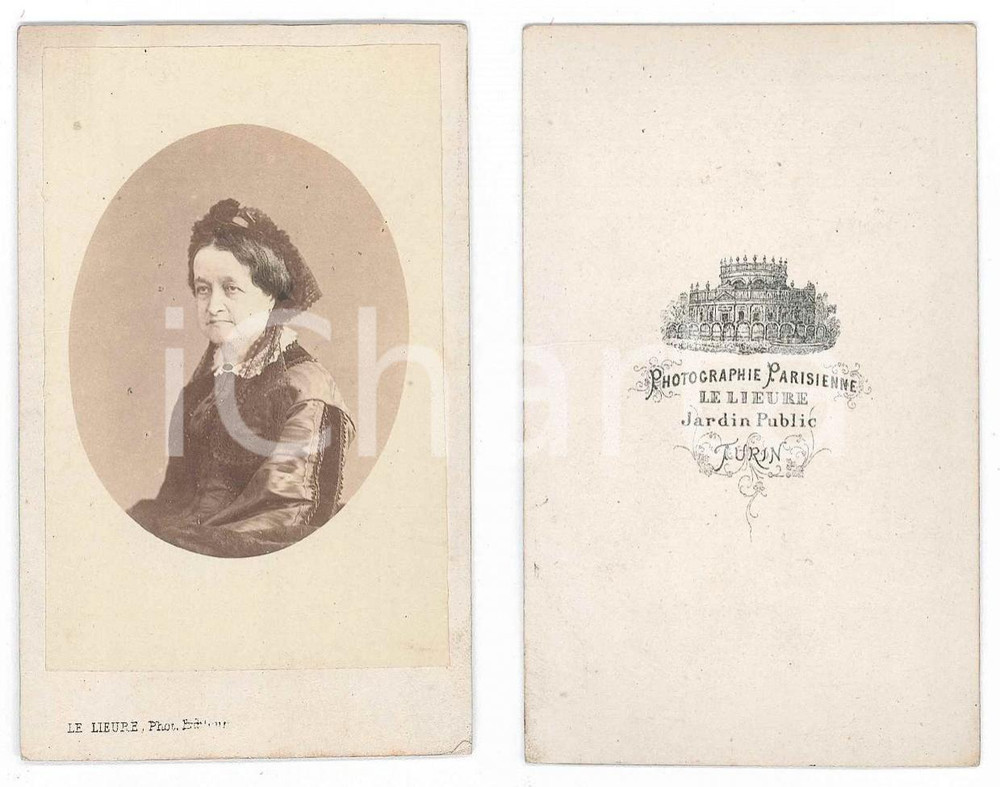 Fotografia d epoca originale 1870 ca TORINO Anziana donna con veletta nera  Ritratto Foto LE LIEURE  CDV 1