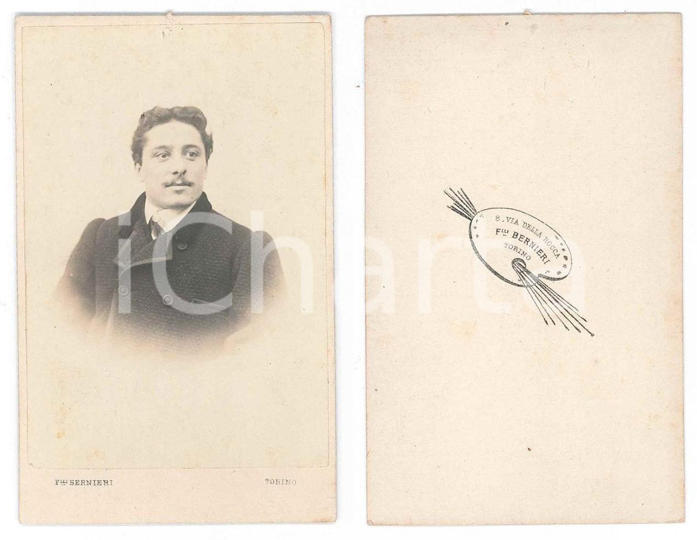 Fotografia d epoca originale 1870 ca TORINO Ritratto maschile  Busto  Foto F.lli BERNIERI CDV 1