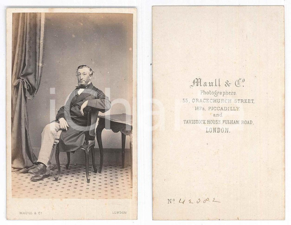 Fotografia d epoca originale 1870 ca LONDON Portrait of an aristocratic man  Photo MAULL & C. CDV 1