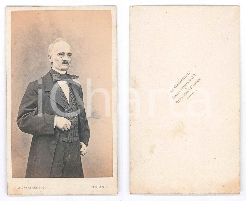 Fotografia d epoca originale 1870 ca TORINO Ritratto di nobiluomo  Fotografia A. L. VIALARDI CDV 1