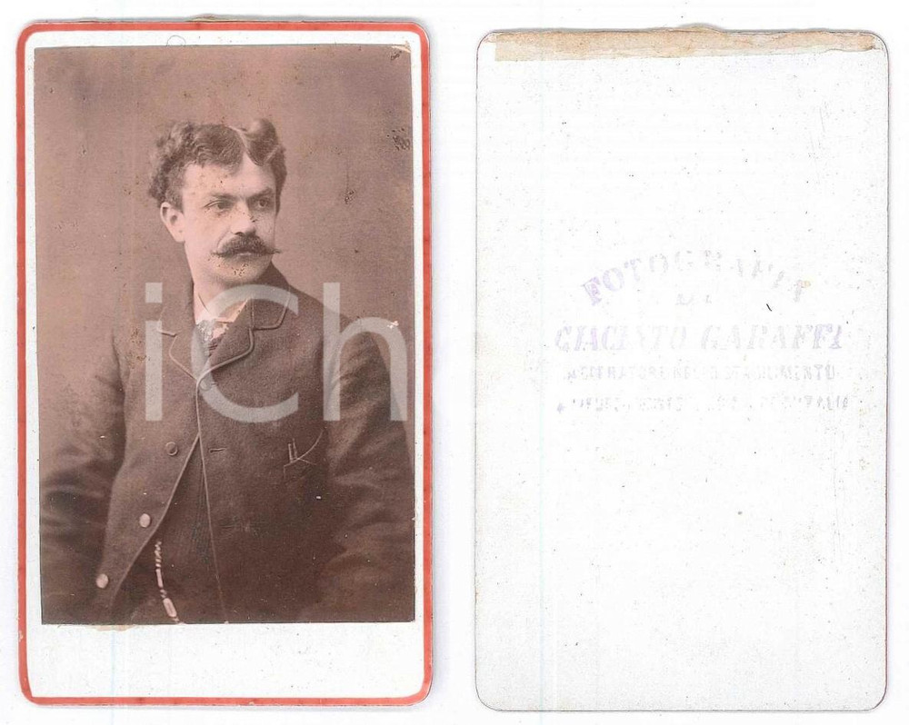 Fotografia d epoca originale 1880 ca CUNEO  Ritratto maschile di profilo  Foto Giacinto GARAFFI CDV 1