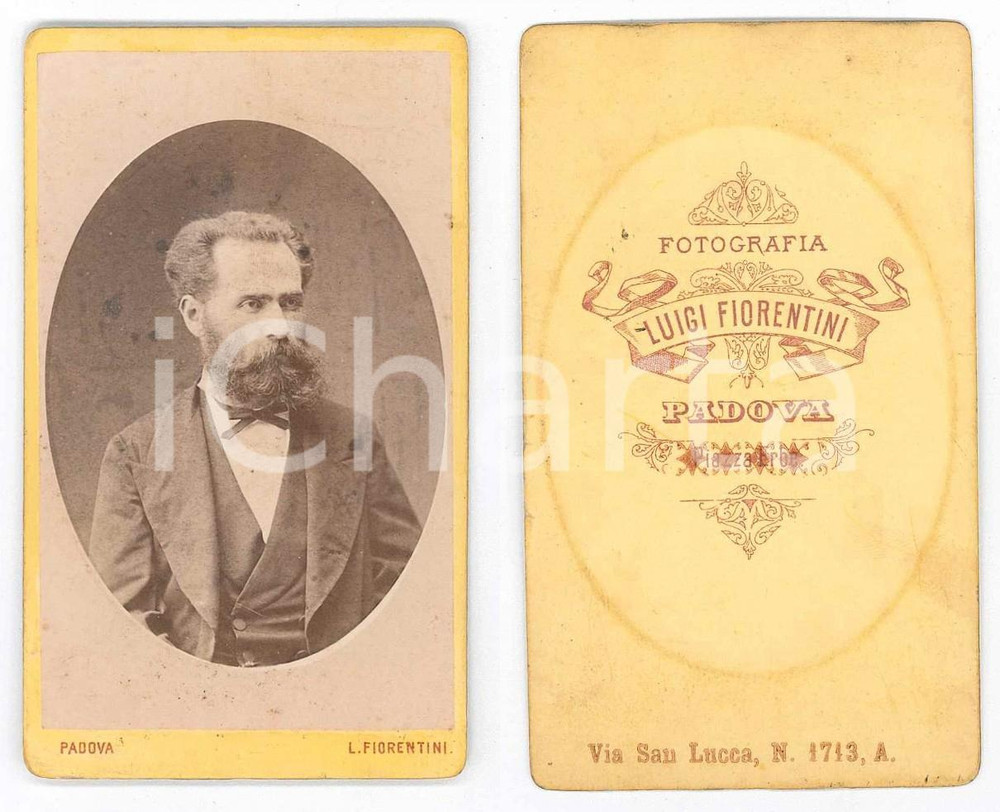 Fotografia d epoca originale 1880 ca PADOVA Ritratto maschile  Fotografia Luigi FIORENTINI CDV 1