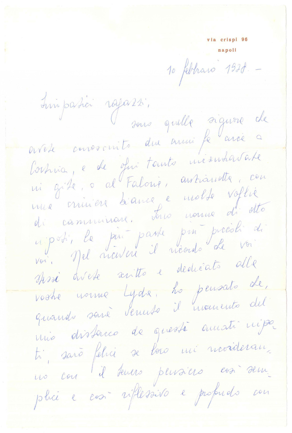Autografo originale 1978 NAPOLI Lettera Clara MAGRASSI LENGHI per ringraziamento Autografo 1
