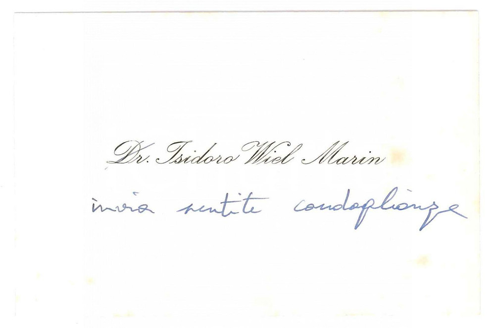 Autografo originale 1978 ITALIA Isidoro WIEL MARIN Biglietto da visita AUTOGRAFO 13x8 cm 1