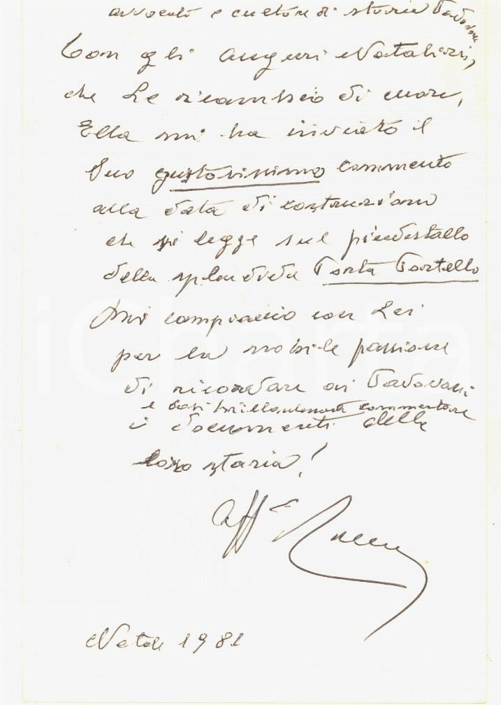 Autografo originale 1981 PADOVA Cesare CRESCENTE  Biglietto auguri di Natale AUTOGRAFO 1
