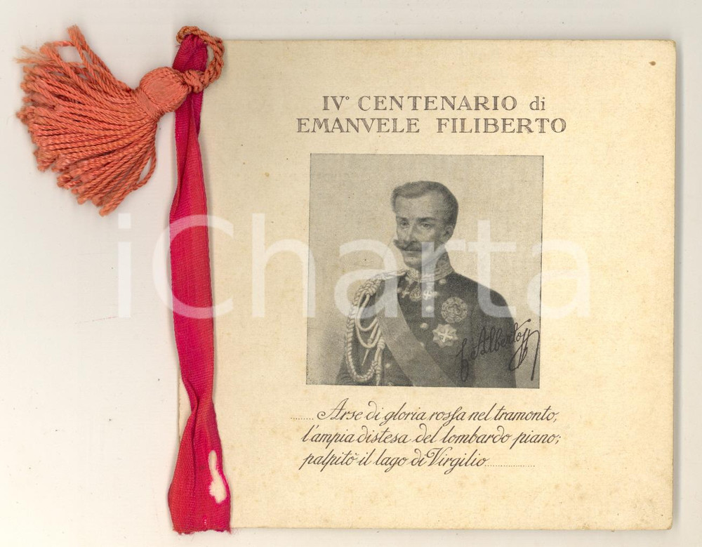 Oggetto da collezione cartaceo 1928 TORINO IV Centenario Emanuele Filiberto  Biglietto dame Carlo Alberto 1
