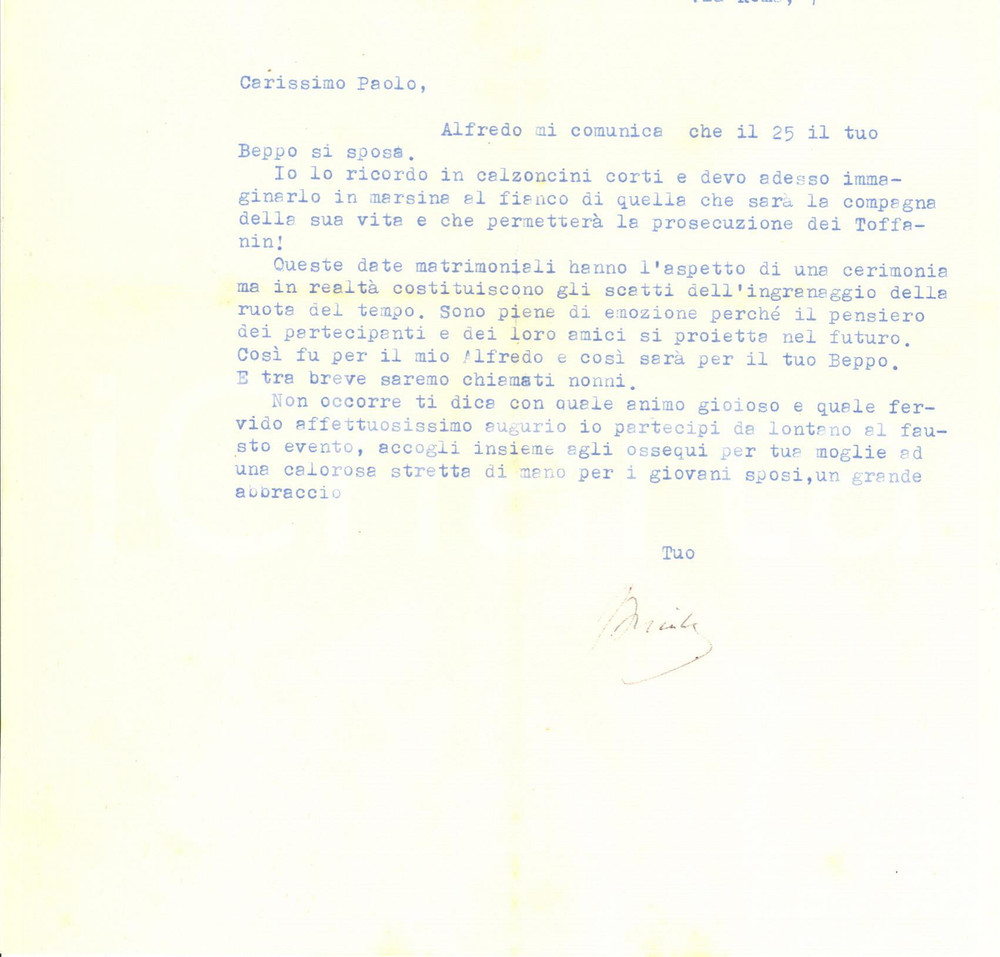Autografo originale 1958 ROMA Lettera avv. Annibale ANGELUCCI per auguri  Autografo 1