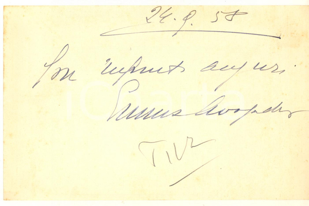 Autografo originale 1958 PADOVA Nobile Emma AVOGADRO  Biglietto auguri Autografo 1