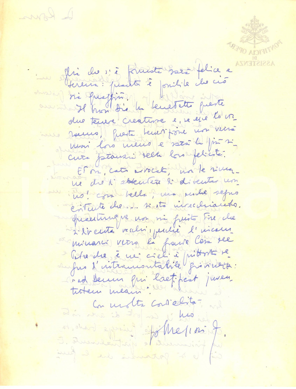 Autografo originale 1958 ROMA Pontificia Opera di Assistenza  Carlo MESSORI RONCAGLIA  AUTOGRAFO 1