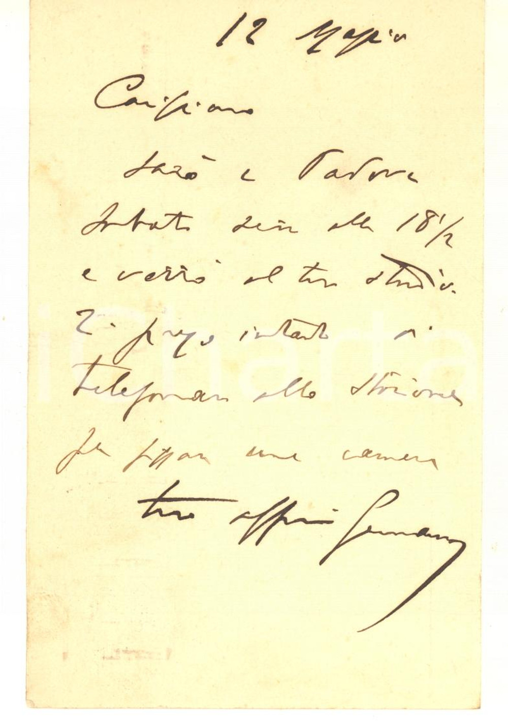 Autografo originale 1932 BOLOGNA Cartolina avv. Germano MASTELLARI per aapuntamento Autografo 1