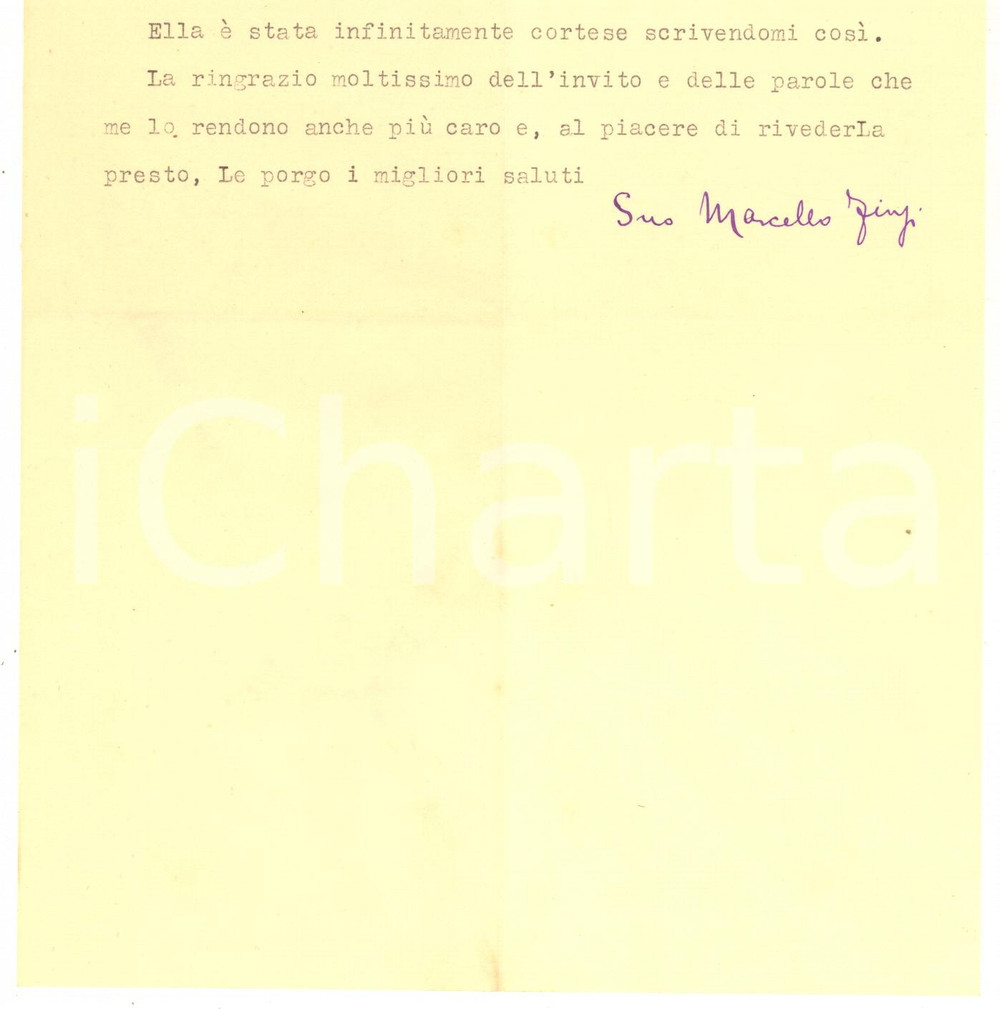 Autografo originale 1932 BOLOGNA Lettera Marcello FINZI per ringraziamento Autografo 1