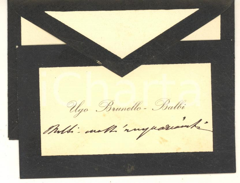 Autografo originale 1932 PADOVA Ugo BRUNELLO BALBI  Biglietto AUTOGRAFO listato a lutto 1
