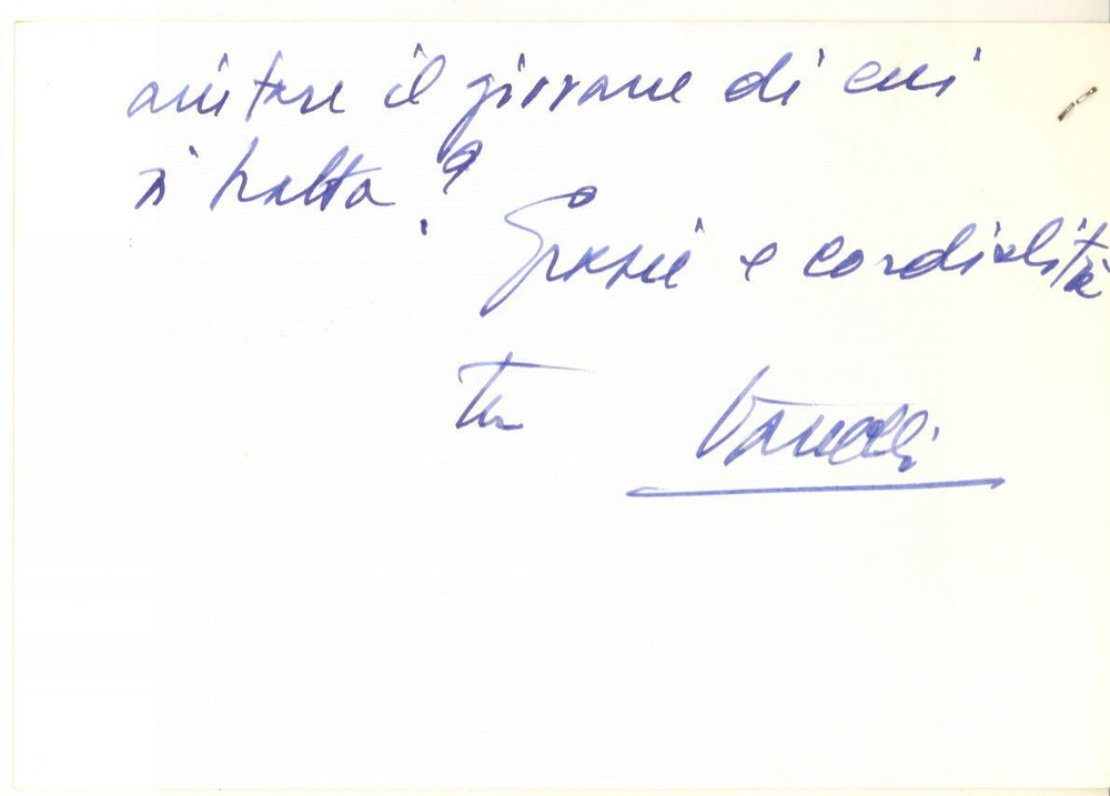 Autografo originale 1975 ROMA Biglietto Vinicio VANELLI segretario ministro Interno Autografo 1