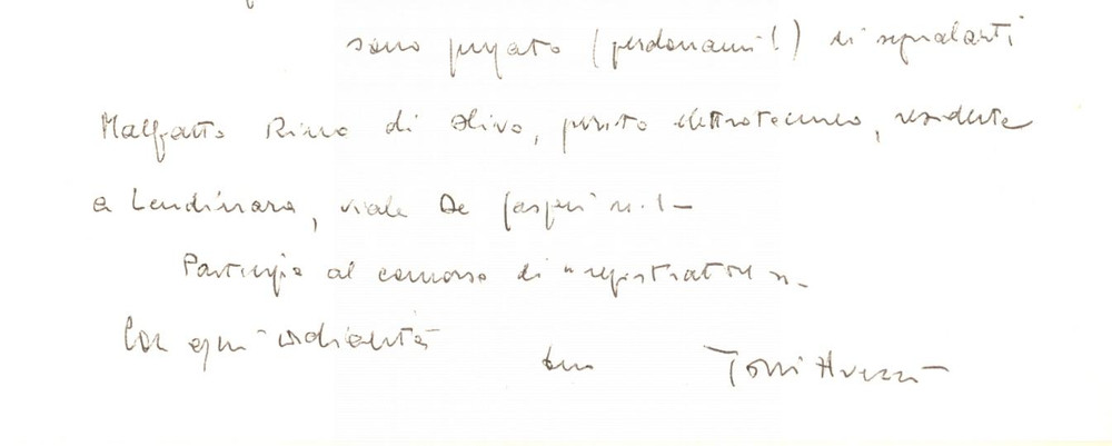 Autografo originale 1975 ROVIGO Antonio AVEZZU  Presidente Cassa di Risparmio Biglietto AUTOGRAFO 1