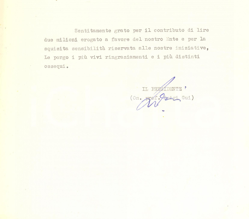 Autografo originale 1976 PADOVA Lettera on. Luigi GUI  Ente Nazionale Francesco Petrarca AUTOGRAFO 1
