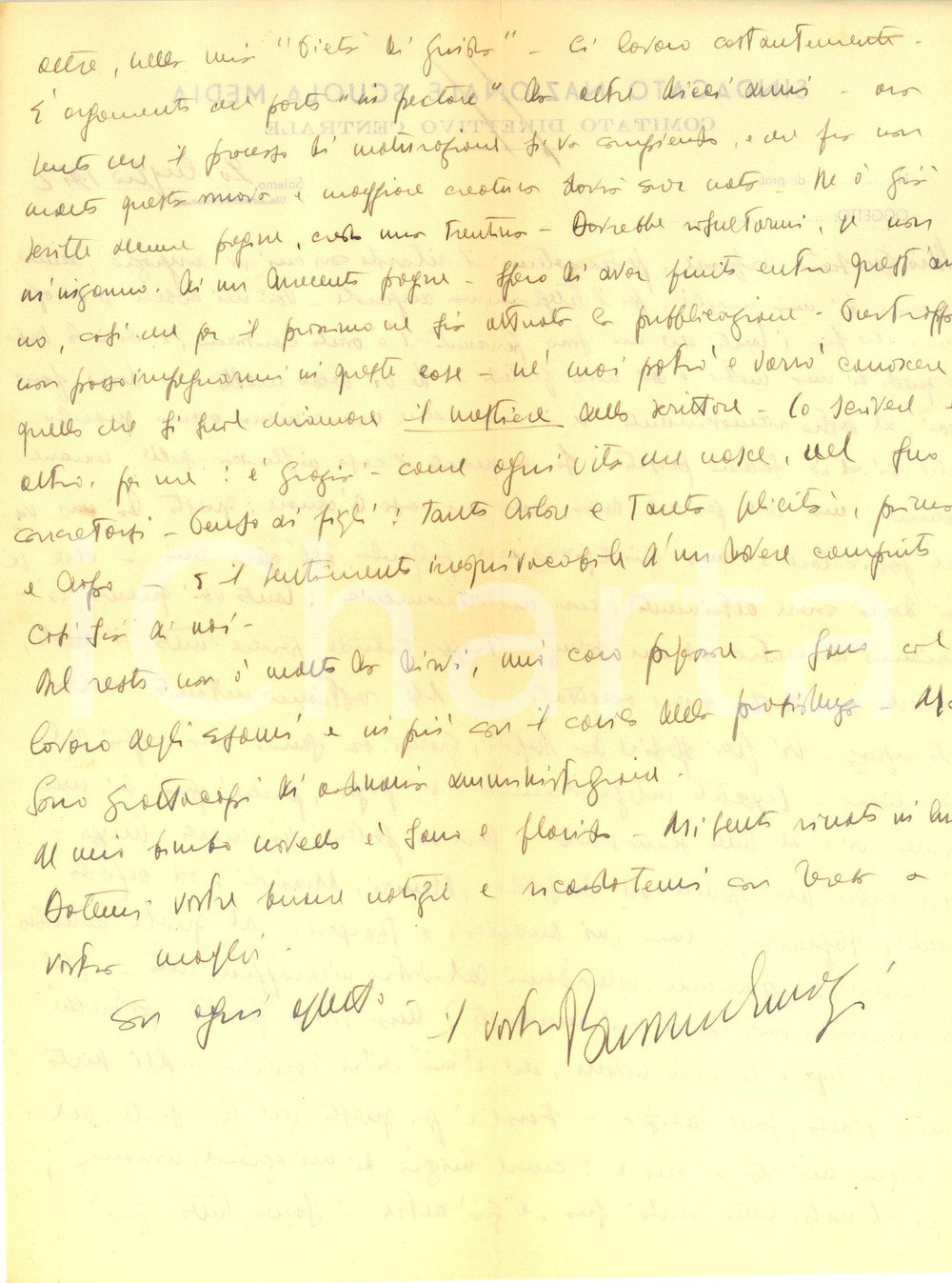Autografo originale 1952 SALERNO Lettera Bruno LUCREZI per la diffusione del suo libro  Autografo 1