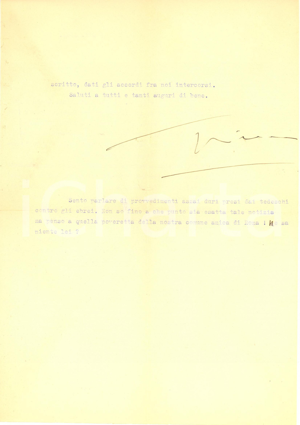 Autografo originale 1943 AVIO Gianna PEDERZINI spera in una stagione lirica a Venezia AUTOGRAFO 1