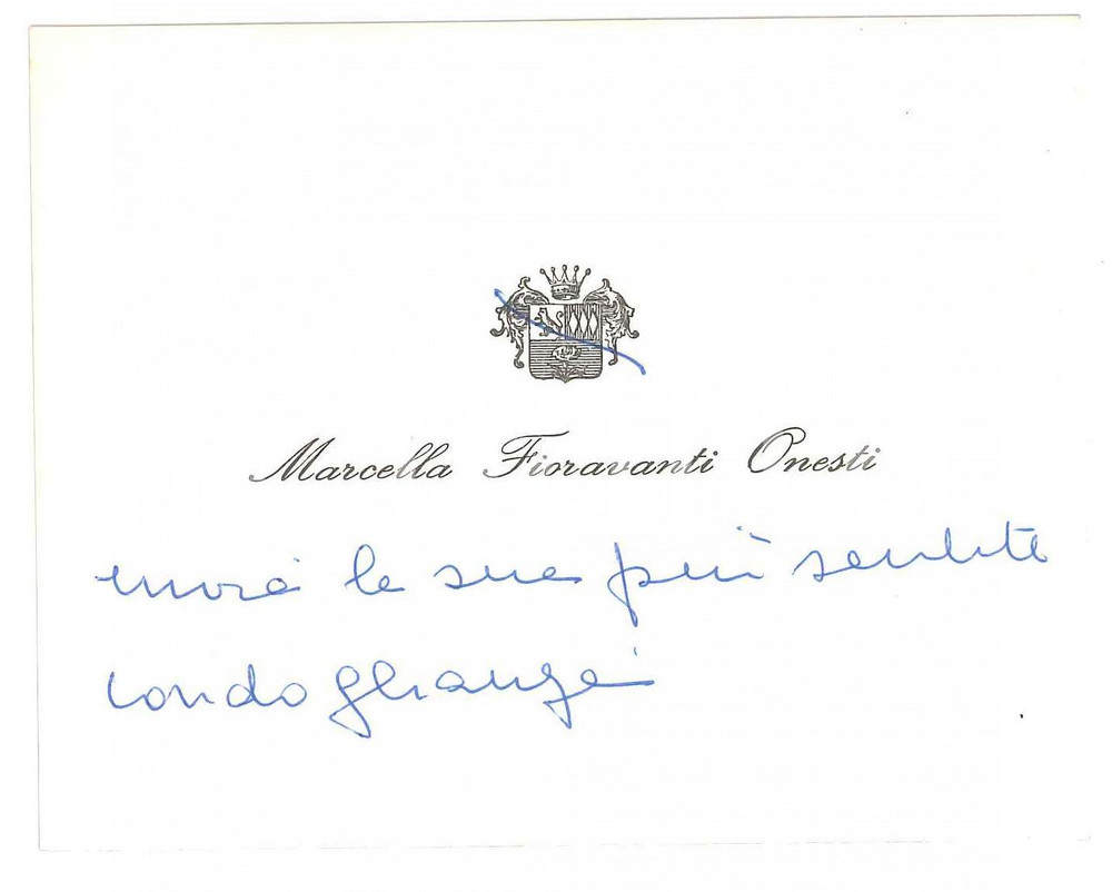Autografo originale 1978 ITALIA Marcella FIORAVANTI ONESTI Biglietto da visita AUTOGRAFO 11x9 cm 1