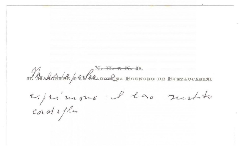 Autografo originale 1978 PADOVA Marchesi BRUNORO DI BUZZACARINI Biglietto da visita AUTOGRAFO 10x6 1