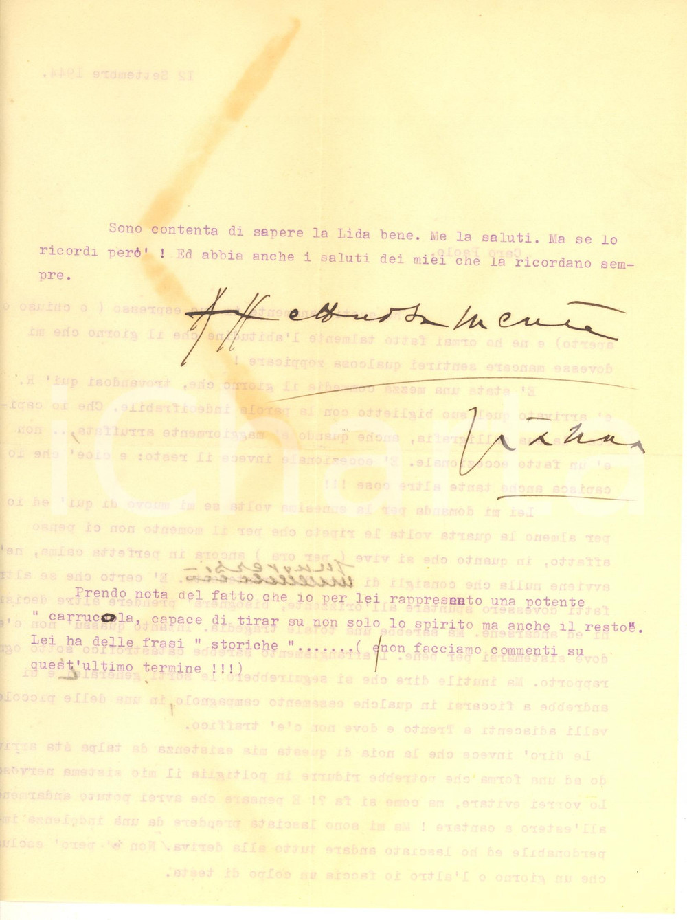 1944 AVIO (TN) Gianna PEDERZINI pentita di essere rimasta in Italia *AUTOGRAFO